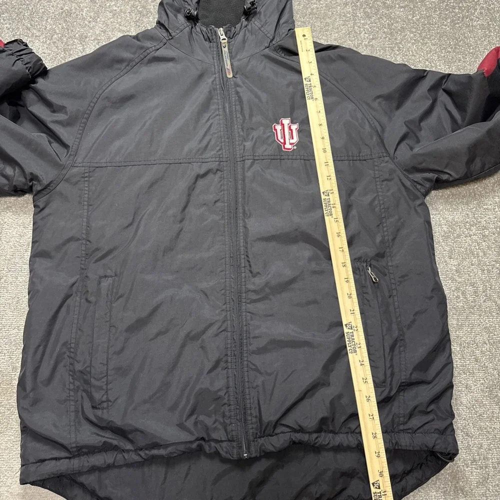 Vintage IU Coat Medium Pro Player Hood Black Hoosiers Indiana University Y2K 90s